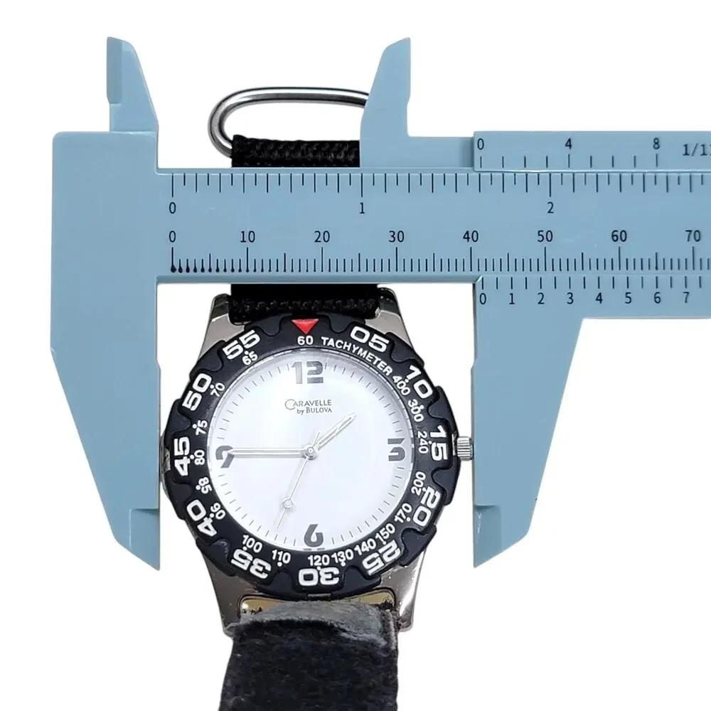 Caravelle by Bulova Mens Sport Tachymeter Watch 45A00 White Dial Quartz